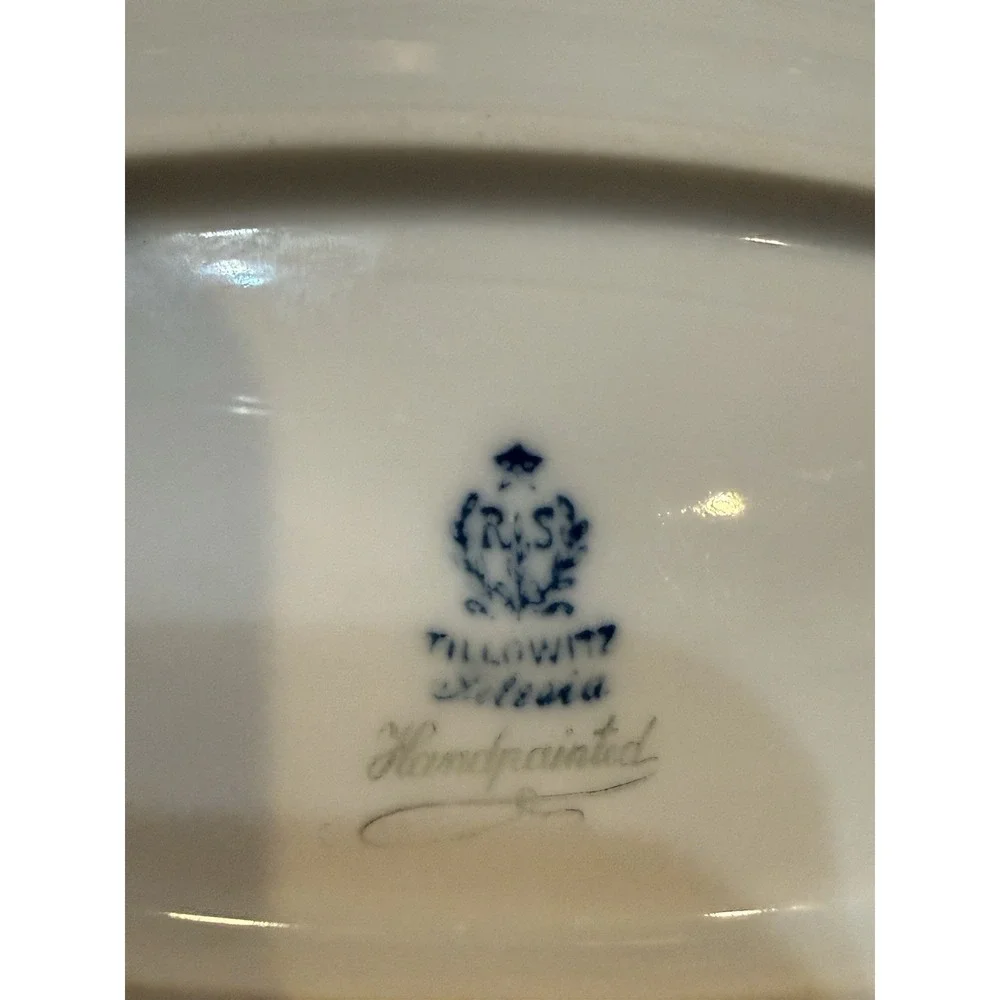 Vintage RS Tillowitz Silesia Dish‎ Rose Relish Oval  Cutout Handles Small